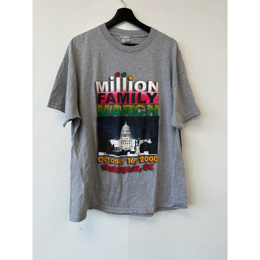 Vintage‎ Million Family March Shirt Large Gray Washington DC Capitol 2000 Tee